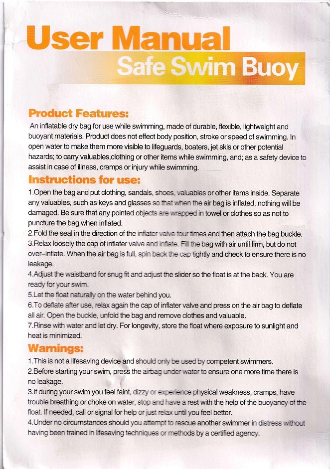Safe Swim Buoy PVC 20L #1220040